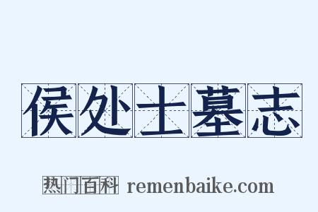 侯处士墓志是什么意思的图片